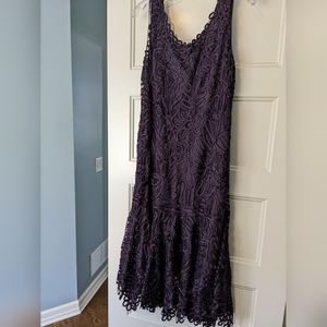 Beautiful silk tea length formal dress by Soulmates. Eggplant color.